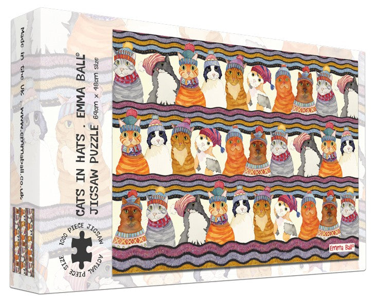 Emma Ball - Cats in Hats - 1000 Piece Jigsaw Puzzle