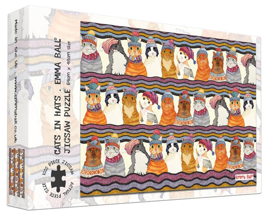 Emma Ball - Cats in Hats - 1000 Piece Jigsaw Puzzle