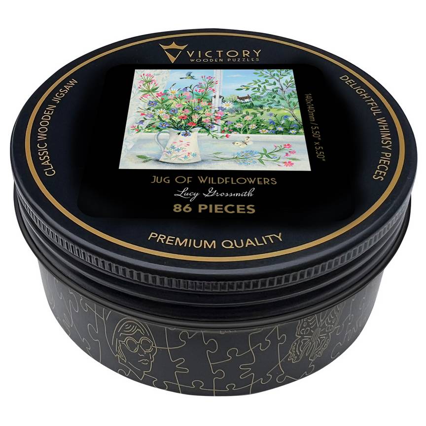 Victory Puzzles - Jug Of Wildflowers - 86 Piece Wooden Jigsaw Puzzle