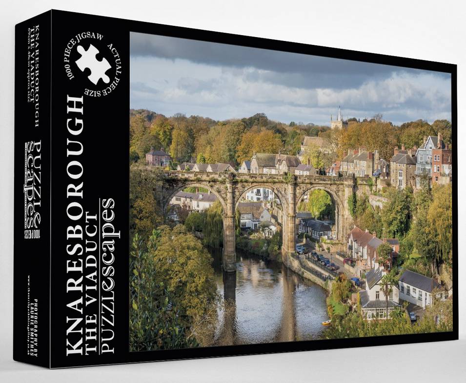 Illustrated view of Knaresborough Viaduct over River Nidd – 1000 piece jigsaw puzzle by Puzzlescapes