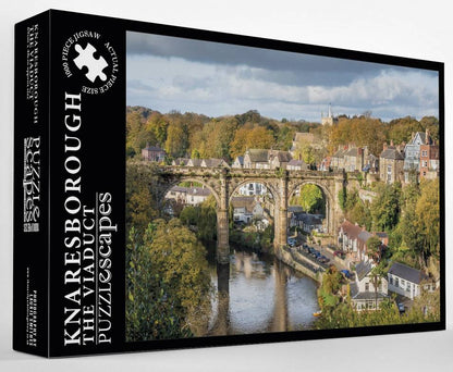 Illustrated view of Knaresborough Viaduct over River Nidd – 1000 piece jigsaw puzzle by Puzzlescapes