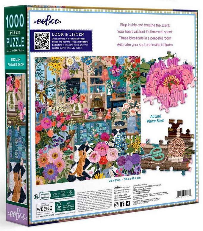Eeboo - English Flower Shop - 1000 Piece Jigsaw Puzzle