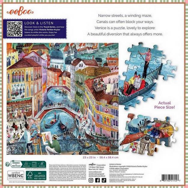Eeboo - Artists in Venice - 1000 Piece Jigsaw Puzzle
