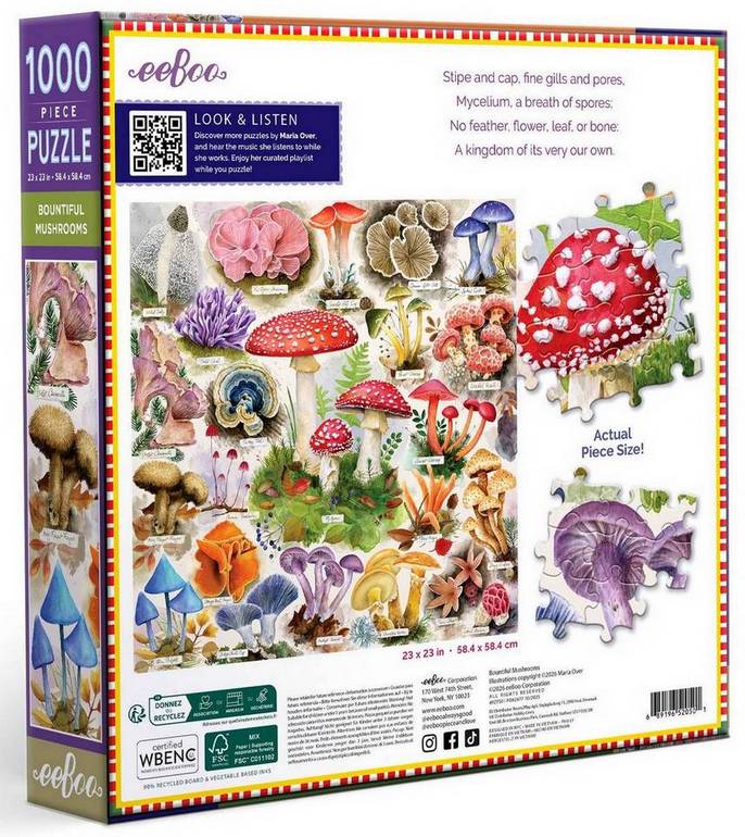 Eeboo - Bountiful Mushrooms - 1000 Piece Jigsaw Puzzle