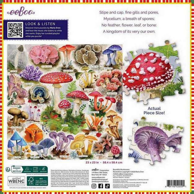 Eeboo - Bountiful Mushrooms - 1000 Piece Jigsaw Puzzle