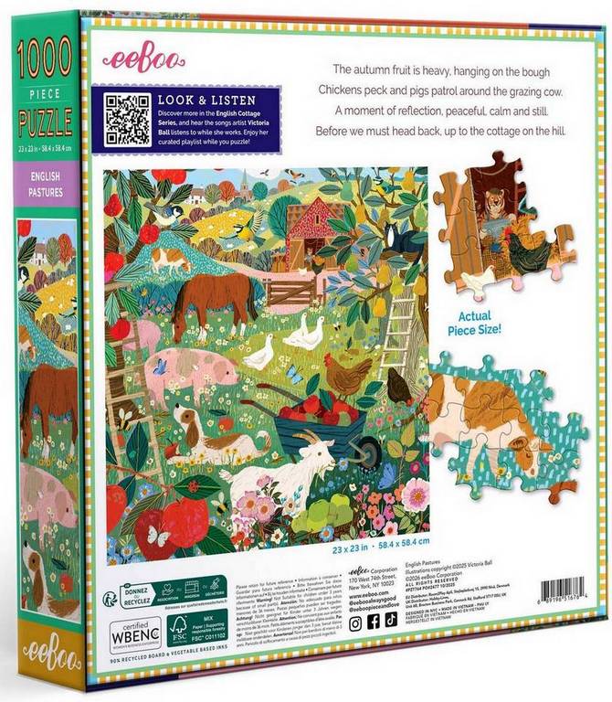 Eeboo - English Pastures - 1000 Piece Jigsaw Puzzle