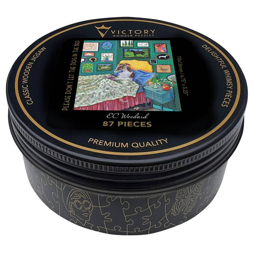 Victory Puzzles - Please Dont Let The Dog In The Bed - 87 Piece Wooden Jigsaw Puzzle