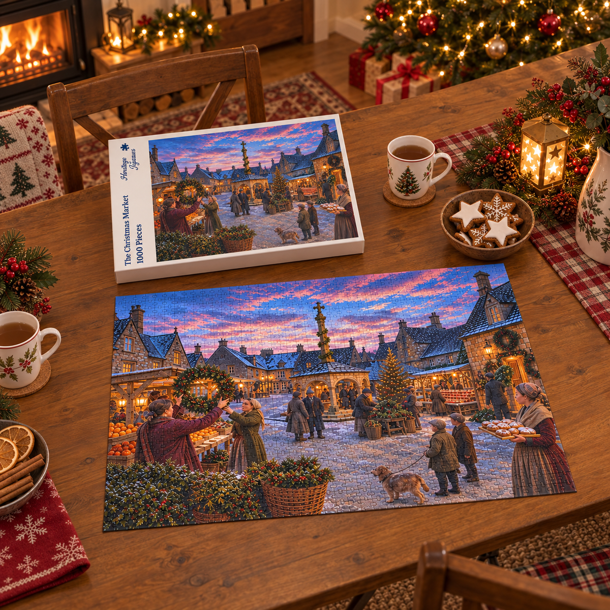 Heritage Jigsaws - The Christmas Market - 1000 Piece Jigsaw Puzzle