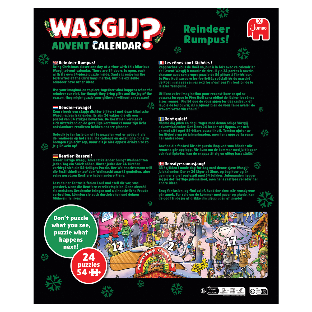 Wasgij - Advent Calendar - Reindeer Rumpus! - 24 x 54 Piece Jigsaw Puzzle