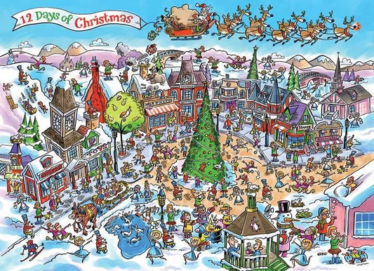 Cobble Hill - DoodleTown 12 Days of Christmas - 1000 Piece Jigsaw Puzzle