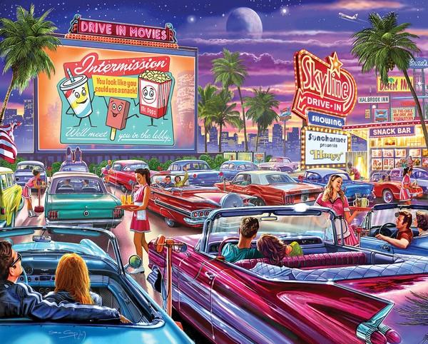 White Mountain - Drive-In Movie - 1000 Piece Jigsaw Puzzle