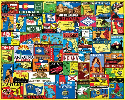 White Mountain - State Stickers - 1000 Piece Jigsaw Puzzle