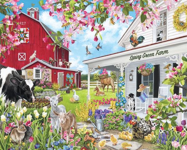 White Mountain - Spring Green Farm - 1000 Piece Jigsaw Puzzle