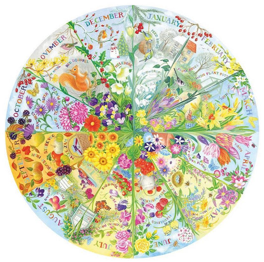 Gibsons - A Year in the Garden  - 500 Piece Circular Jigsaw Puzzle