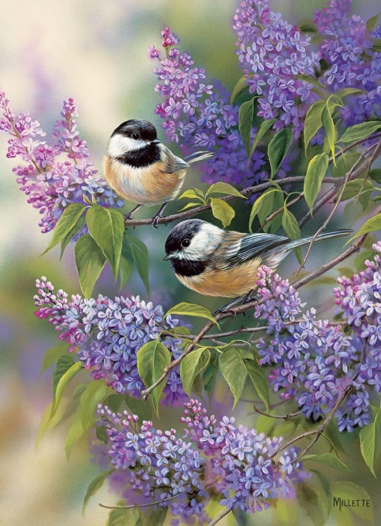 Cobble Hill - Chickadees & Lilacs - 1000 Piece Jigsaw Puzzle