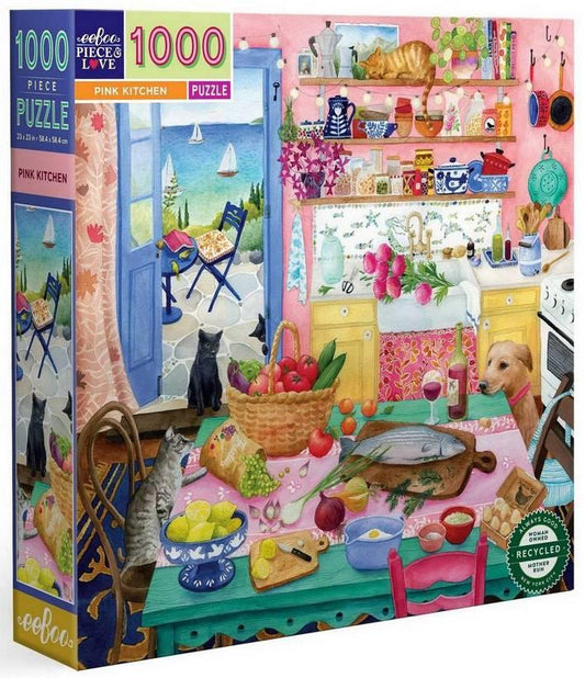 Eeboo - Pink Kitchen - 1000 Piece Jigsaw Puzzle