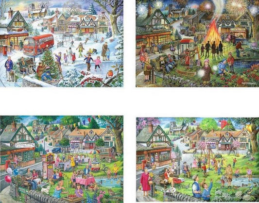 House of Puzzles - Seasons On The Green - 4 x 500 Piece Jigsaw Puzzle