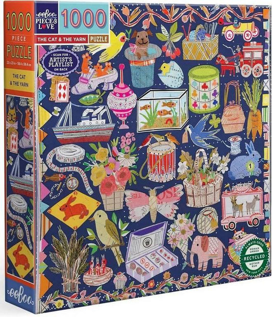 Eeboo - The Cat & The Yarn - 1000 Piece Jigsaw Puzzle