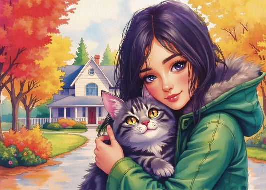 JaCarou - Feline Autumn Bond - 1000 Piece Jigsaw Puzzle