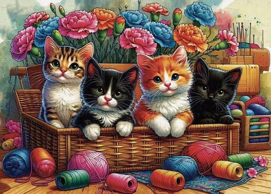JaCarou - Playful Basket Quartet  - 1000 Piece Jigsaw Puzzle