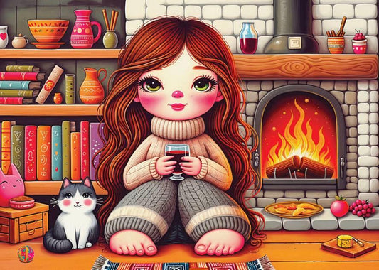Delfy - Fireside Evening Bliss - 1000 Piece Jigsaw Puzzle