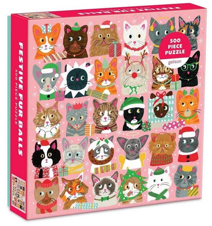 Galison - Festive Fur Balls - 500 Piece Jigsaw Puzzle