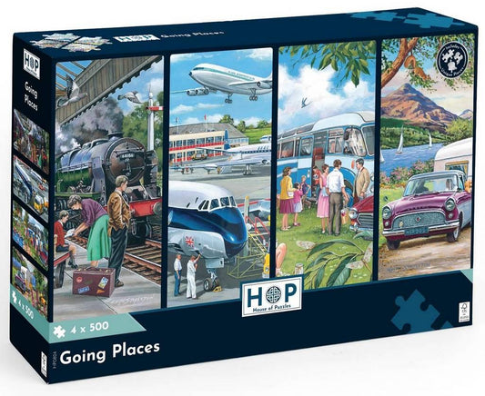 House of Puzzles - Going Places - 4 x 500 Piece Jigsaw Puzzle