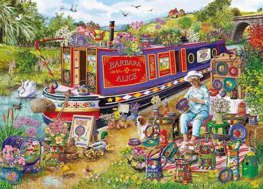 Gibsons - Canal Boat Blooms - 500XL Piece Jigsaw Puzzle