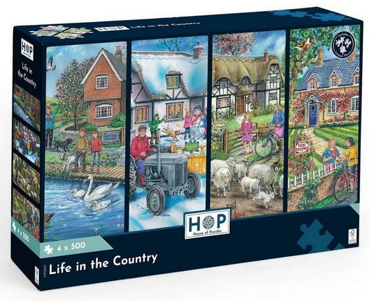 House of Puzzles - Life in the Country - 4 x 500 Piece Jigsaw Puzzle