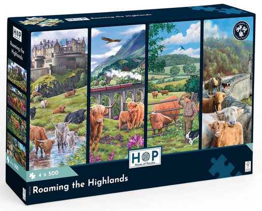 House of Puzzles - Roaming the Highlands - 4 x 500 Piece Jigsaw Puzzle