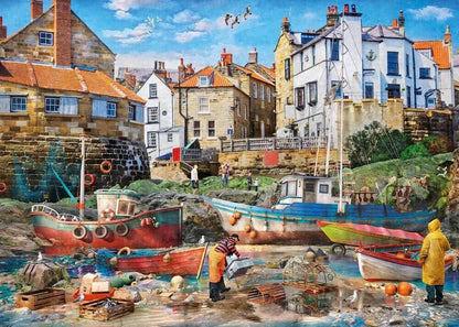 Gibsons - Fishermen at Robin Hoods Bay - 1000 Piece Jigsaw Puzzle