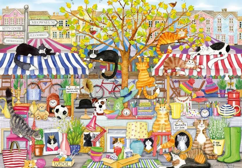 Gibsons - Flea Market Moggies - 1000 Piece Jigsaw Puzzle
