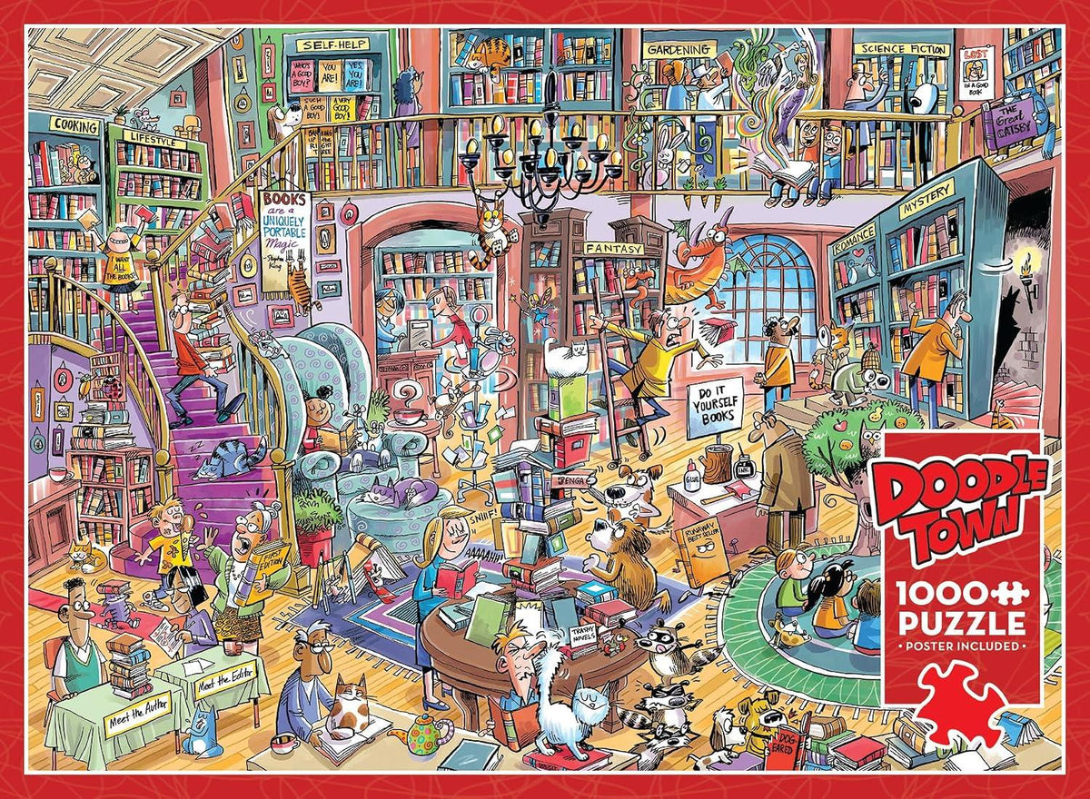 Cobble Hill - Doodletown - Bookshop Bedlam - 1000 Piece Jigsaw PuzzleCobble Hill - Doodletown - Bookshop Bedlam - 1000 Piece Jigsaw Puzzle