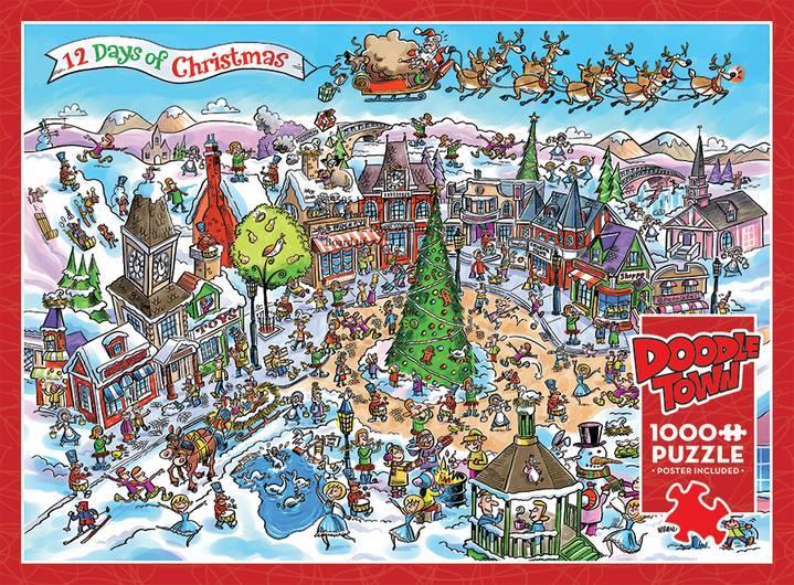 Cobble Hill - Doodletown - 12 Days of Christmas  - 1000 Piece Jigsaw Puzzle