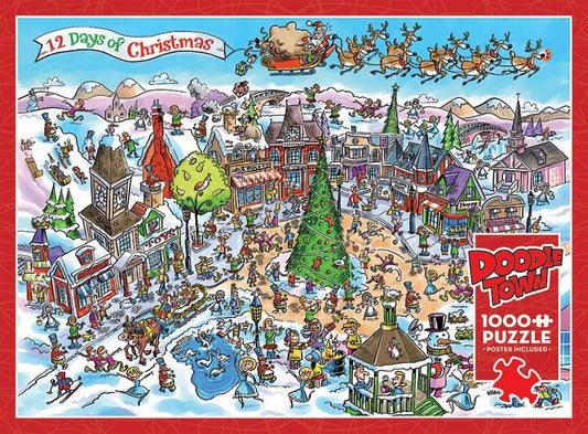 Cobble Hill - Doodletown - 12 Days of Christmas  - 1000 Piece Jigsaw Puzzle