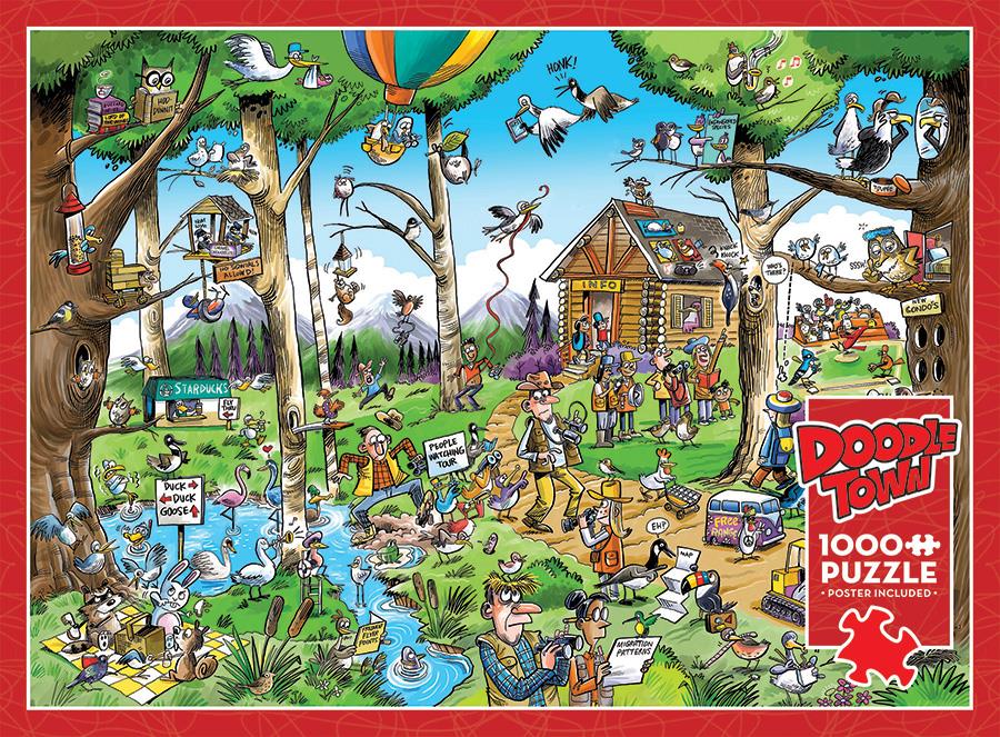 Cobble Hill - Doodletown - Birdwatcher's Paradise  - 1000 Piece Jigsaw Puzzle