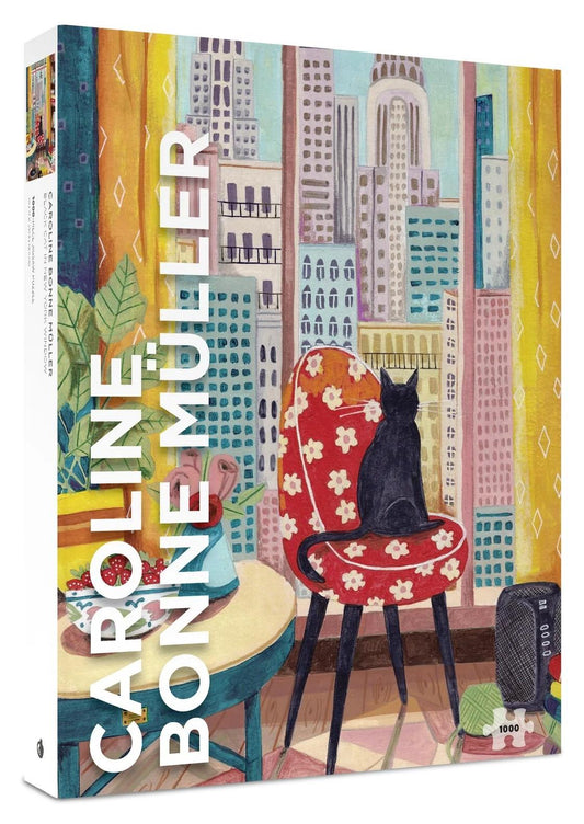 Pomegranate - Caroline Bonne Muller - Black Cat in New York Window - 1000 Piece Jigsaw Puzzle
