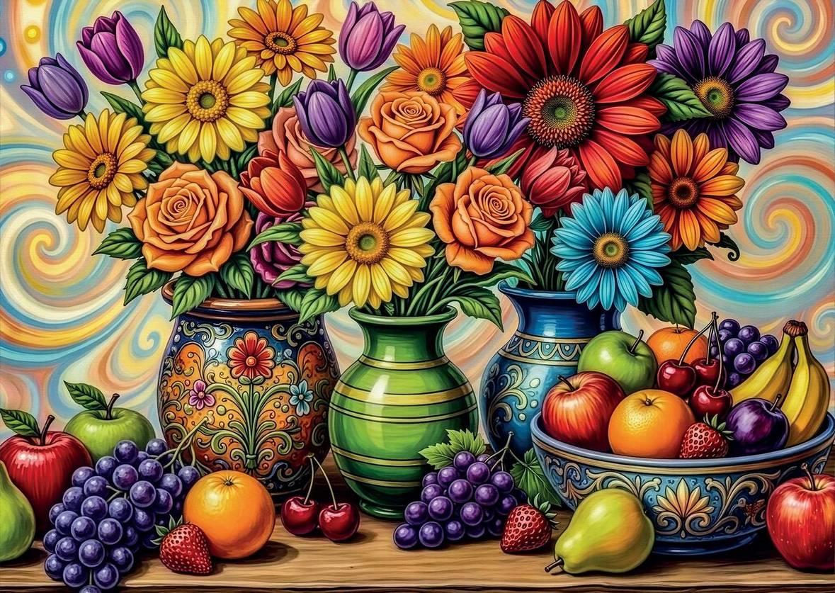 Delfy - Flower Fruit Delight - 1000 Piece Jigsaw Puzzle