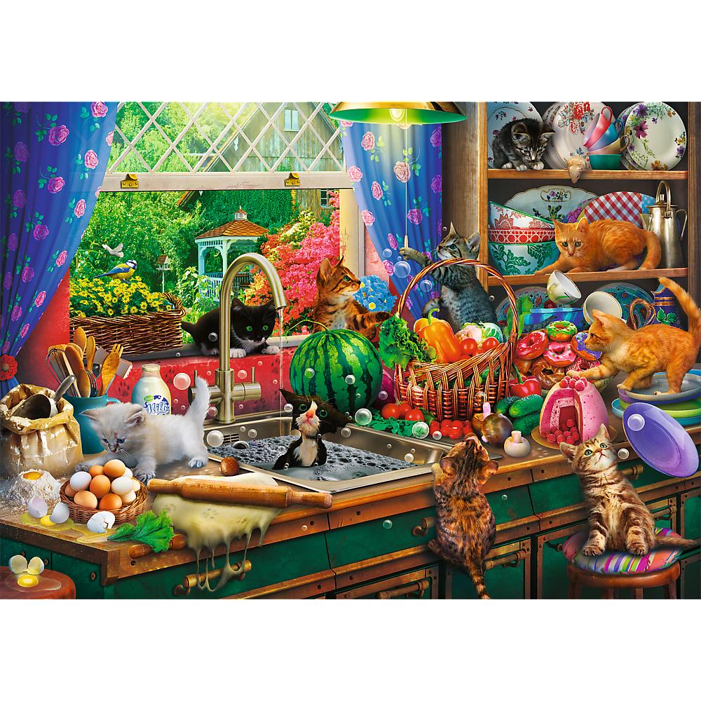Trefl - Tea Time - Troublemaker Kittens - 1000 Piece Jigsaw Puzzle