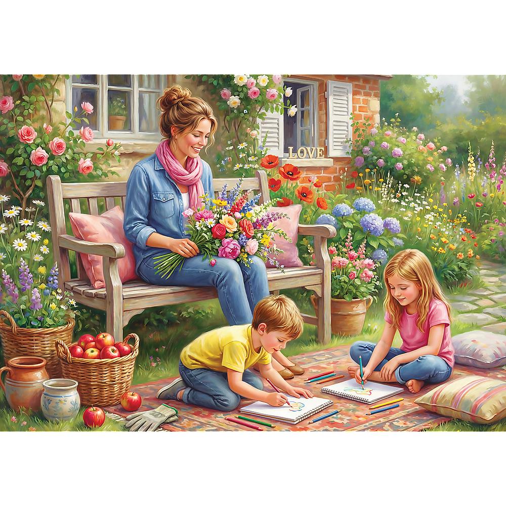 Trefl - Mothers Day - Family in the Garden - 1000 Piece Jigsaw Puzzle