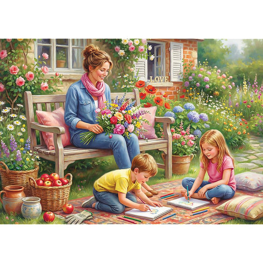 Trefl - Mothers Day - Family in the Garden - 1000 Piece Jigsaw Puzzle