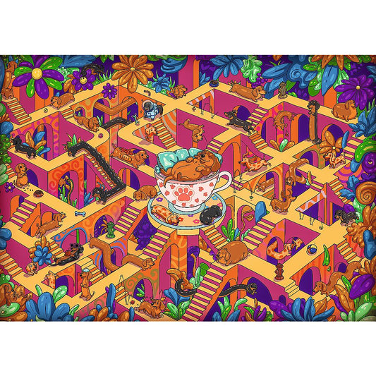 Trefl - The Impossible Maze - Happy Dachshunds - 500 Piece Jigsaw Puzzle