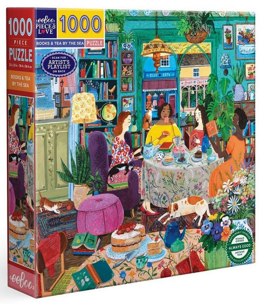 Eeboo - Books & Tea by the Sea - 1000 Piece Jigsaw Puzzle