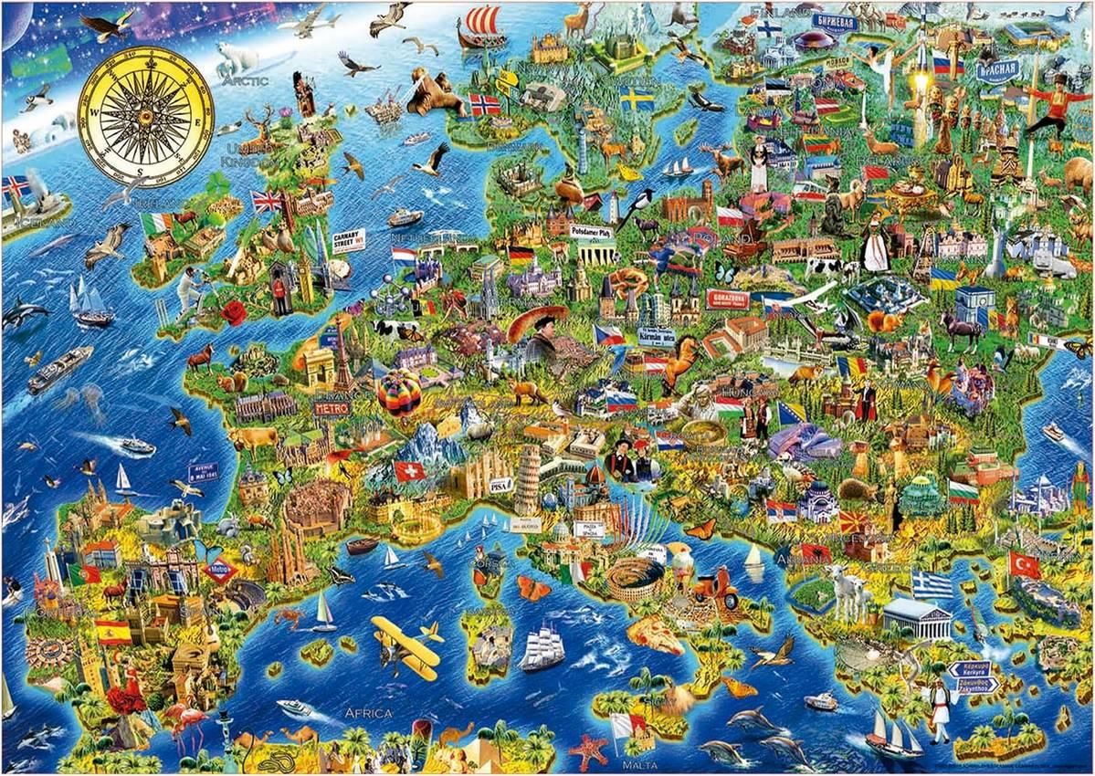 Educa - Crazy European Map - 500 Piece Jigsaw Puzzle