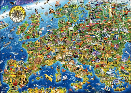 Educa - Crazy European Map - 500 Piece Jigsaw Puzzle