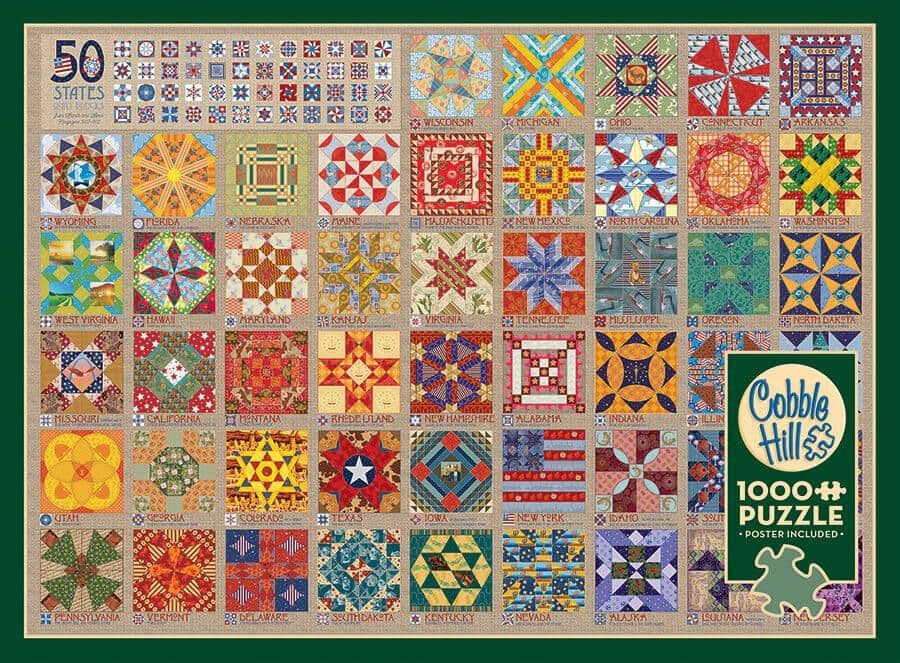 Cobble Hill - 50 States Quilt Blocks - 1000 Piece Jigsaw Puzzle
