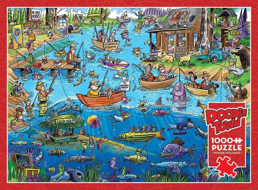Cobble Hill - DoodleTown Gone Fishing - 1000 Piece Jigsaw Puzzle