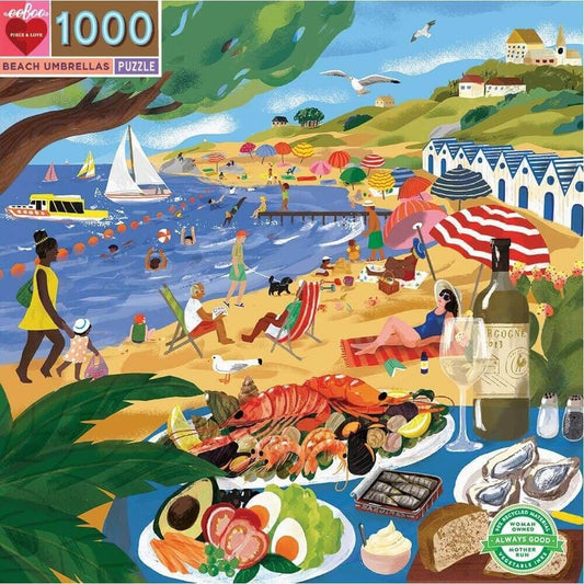 Eeboo - Beach Umbrellas - 1000 Piece Jigsaw Puzzles