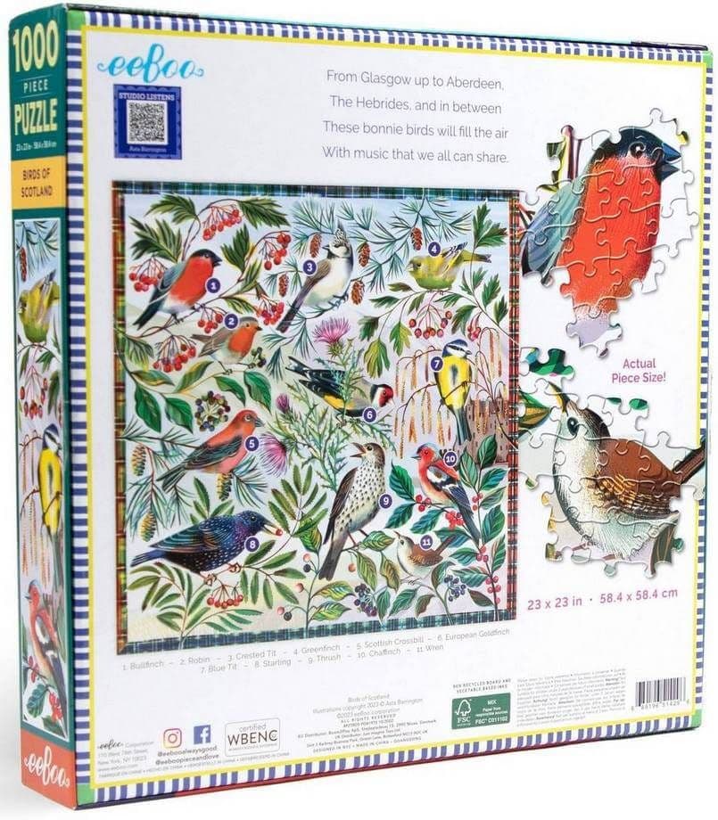 Eeboo - Birds of Scotland - 1000 Piece Jigsaw Puzzle