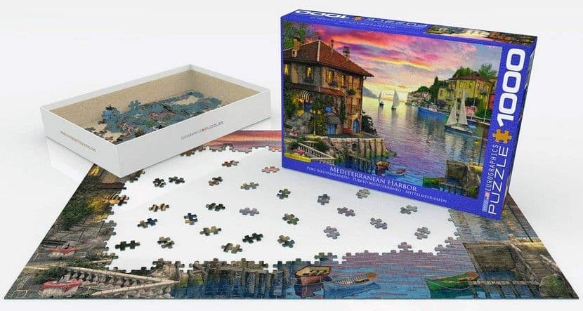 Eurographics - Mediterranean Harbor Dominic Davison - 1000 Piece Jigsaw Puzzle